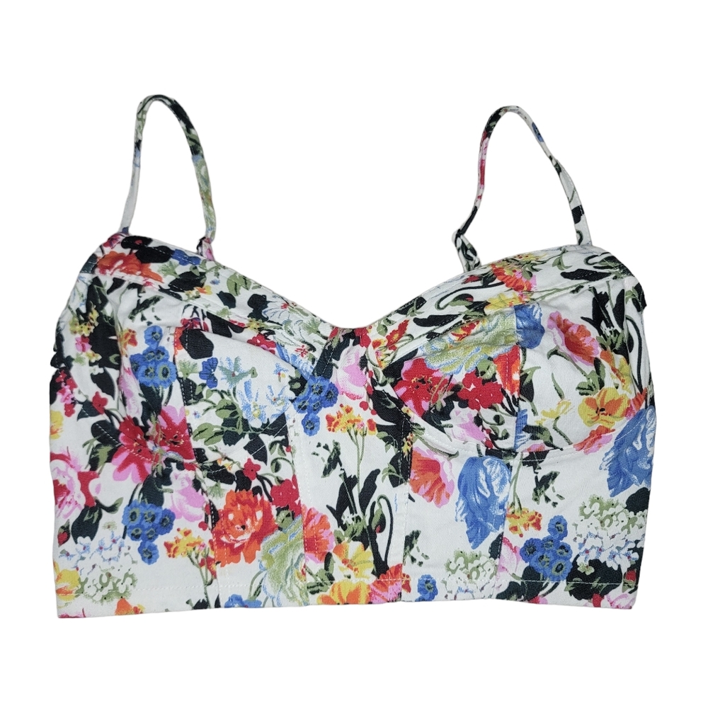 INTRO floral bustier crop top